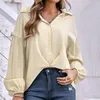 Women's Blouses Button Down Shirts Womens Black Satin Long Sleeve Roll Up Lapel V Neck Work Summer Boyfriend Style Oversized Tops Blusas