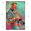 F1 Racer art painting Vintage Metal Poster Graffiti Style Retro Tin Sign Car Club Wall Art Decorative Plaque for Modern Home personalized Decor size 30X20CM w02