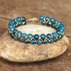 Braccialetti con ciondoli 6mm Perline di pietra di apatite Intrecciato Doppio strato Braccialetto Donna Uomo Gioielli fatti a mano Amicizia Strand 230216