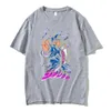 メンズTシャツアニメジョジョビザールプリントTシャツメンメンカジュアルルーズショートスリーブティージョタロスタープラチナマンガグラフィックTシャツJ230217