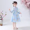 2023 vestidos casuais menina vestido hanfu crianças manga longa estilo chinês vestido de tang qipao vestido princesa vestido garotinha de sete minutos de manga de renda