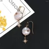 Stud Earrings Natural Baroque Disc Pearl Star For Women Girl Temperament Trendy Wedding Party Jewelry 15x35mm