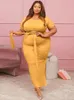 Tracksuits Plus Size Women Clothing Summer Outfit O-neck Top Two Piece Dress Set Ladies Sexy Slit Skirt Wholesale Bulk Drop