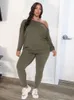 Survêtements grande taille femmes vêtements 5xl deux pièces ensembles hors épaule haut et pantalon à manches longues tenues sexy en gros en vrac goutte