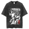 Erkek Tişörtleri Vintage Yıkanmış Tshirts Titan Anime T Shirt Harajuku Büyük Boy Tee Pamuk Moda Sokak Giyim Unisex Top 230217