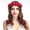 装飾的な花6色高品質のバラの花髪ガーランドクラウンヘッドバンドフローラルリースブライダルアクセサリー