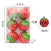 Party Decoration 6pcs Christmas Balls Xmas Tree Electroplating Painted Strawberry Pendant Gift For Kids Home Hanging PendantParty