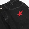 Men's Jeans Chic Star Letter Embroidery Black Hip Hop Men Straight Jeans Trousers Streetwear Male Baggy Denim Pants Fashion Spodnie 230217