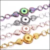 Charm Bracelets Vintage Sier 18Mm Snap Button Heart Bracelet Gold Link Chain Snaps Buttons Jewelry For Women Men Drop Delivery Dh8Un