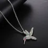 Pendant Necklaces Trendy Animal Hummingbird Necklace Women&#39;s Bohemian Crystal Inlaid Accessories Party Jewelry