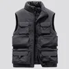 Gilet da uomo 2023 Inverno Uomo Warm Cargo Foderato in pile Spessore Abbigliamento da lavoro termico Gilet Giacca senza maniche da esterno Big Size 230217