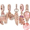 Nytt populärt 925 Sterling Silver Duckling Pink Hot Air Balloon Charm är lämplig för Pandora Armband Halsband smycken presentproduktion gratis frakt