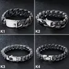 Bracelets porte-bonheur Fongten Hip Pop Hommes Chaîne à maillons cubains Bracelet Punk Acier inoxydable Vintage Noir Homme Bracelet Bracelet Viking Bijoux 230216