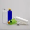 Opslagflessen 200 ml lege heldere shampoo lotion cosmetische fles plastic container met gouden zilveren dop vloeistof zeep douchegel reizen
