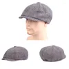 Berets Men Octagazowe czapki brytyjskie malarze retro sboy czapki jodełka płaski hip hop gorrasbonnet luksus
