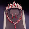 Bröllopsmycken sätter högkvalitativt modekristall brudkvinnor brud tiara kronor örhängen halsband tillbehör 230216