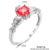 Bröllopsringar Rongxing Elegant Pink Gradient Zircon Heart Claddagh för kvinnor Silver CZ Stone Engagement Ring Valentine's Gift