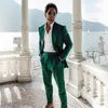 Męskie garnitury Summer Beach Green Men Costume Homme Marrige Slim Fit Prom Wedding Groom Therno Masculino Blazer 2 szt. (Spodnie kurtki)