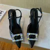 Dress Shoes Ladies Pointed Toe Slides Sexy High Heels 2023 Wedding New In Sandals Fashion Luxury Rhinestones Female Shoes Black Women Pumps L230216