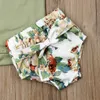 Pyjama Citgeett zomer geboren babymeisjes kleren ruches mouw romper bloemen shorts outfit casual set 230217