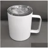 Tassen 12oz/350 ml Sublimation wei￟er leerer Griffbecher mit Deckelhandgrip Edelstahl -Wasserflaschen Doppelwand -Trinkbecher Dr. DHMQQ