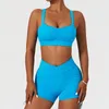 Active Sets Women Sexy Yoga Sportwear Set Female Workout Sports Beauty Back Bra High Waist Gym Shorts Quick Drying Tank Top Activewear Suit