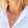 Pendant Necklaces Summer Beach Boho Style Multilayer Necklace With Disc/turquoise/bar Charm Bohemian Turquoise Layered Jewelry For Women Bar