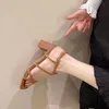 Sandaler kvinnor skor 2023 sommar chunky rom höga klackar pumpar grunt flip flops mulor öppen tå sexig fest skoessandals