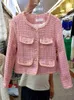 Jackets femininos Moda coreana Pequena fragrância Tweed Jaqueta de lã Chaco