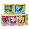 Action Toy Figures 5pcs / set Big Gogo Dino ABS Déformation Voiture / Avion Avec Son Action Figures REX / PING / TOMO Transformation Dinosaure jouet pour Enfants 230217