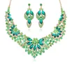 Wedding Jewelry Sets KMVEXO Exquisite Leaves Green Crystal For Women Party Accessories Stud Earrings Necklace Set Gift 230216