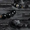 Bracelets de charme Série escura da série Black Natural Labradorita Pulseira de Pedra de Pedra Homme Contas Obisidianas Vulcânicas Jóias elásticas para mulheres Tibetano