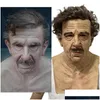 Party Masks Grandfathers LaTex Scary Fl Head Cosplay for Halloween Wig Old Man Mask Bald Horror Zabawny Drop Religit Home Garden Fe222Q