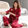 Vêtements de nuit pour femmes coton femmes pyjamas ensembles fleur imprimer grands chantiers dame Pijamas costume maison vêtements pyjama Femme Mxl