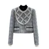 Women's Wool & Blends Designer In the early autumn of 2022 beaded and diamond inlaid coat tweed big pearl celebrity short small fragrant woolen QADC