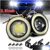 Other Car Lights 2Pcs 2.5/3.5 Inch Projector Cob Led Fog Light Halo Angel Eyes Rings Drl White 12V Road Lamp 1 Drop Delivery Mobiles Dhgdk