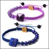 Бисерные пряди чакра тигр глаза розовая Quartz Quartz Amethyst Stone Beads Lover Bracelet