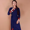 Etnik Giyim Geleneksel Tibet Elbise Çin Halk Uzun Kollu Bahar Kadın Elbise Vietnam Robe Ao Dai Vestidos 31318 Dethnic