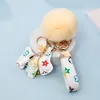 Wholesale Cute Dog Design Car Keychain Bag Pendant Charm Jewelry Flower Key Ring Holder Women Men Gifts Fashion PU Leather Animal Key Chain Accessories