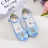 الصنادل Ulknn Girls Sandals 2021 New Princess Fashionsummer Soft Bottom Kids High Heels Shoes Child's White Randals W0217