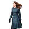 Elegant Green Glen Plaid Mor till brudklänningar a-line långa ärmar knälängd kate kate middleton formella evenemang klänningar enkla kvinnor bröllopsfest klänning