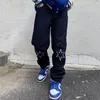 Herr jeans stjärna tryckt baggy y2k hip hop lyxkläder streetwear rak löst denim byxor byxor för män svettbyxor 230216