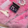 Choker Fashion Japanese Y2K Harajuku smycken Millennium Grunge Star Cross Eesthetic Rhinestone Pink Leather Necklace Chocker Trendy