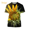 Men's T Shirts Summer Fashion Sunflower 3D Printed T-Shirt Unisex Harajuku Beautiful Short Sleeve Top