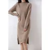 Vestidos casuales Sastre Ovejas 100 Merino Lana Vestido de suéter de punto para mujeres WinterAutumn Oneck Vestidos femeninos Estilo largo Jumper Ropa de niña Z0216