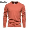 Camisetas masculinas Bolubao algodão de manga comprida camiseta para homens Solid Spring Casual Mens camisetas de alta qualidade tops de roupas clássicas Camiseta 230217