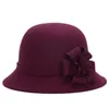 Berets Vintage Women Imitation Wool Flower Felt Hat Ladies Winter Cloche Bucket Cap Warm Fisherman Hats Fashion AccessoriesBerets