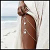 Fußkettchen 2023 Böhmen Strand Sexy Bein Kette Frauen Vintage Antike Silber Farbe Dehnbar 2 Schicht Münze Oberschenkel Bikini Körper schmuck