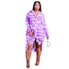 Plus Size Dresses Women Clothing Print Geometric Casual Irregular Shirt Dress Fall Long Sleeve Drop Wholesale