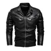 Men's Fur Men's Faux Leather Motorcycle Jacket For Men Winter Warm Thicken Moto Riding Vintage Zipper Designd Pocket PU